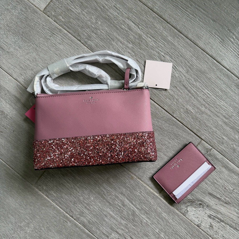 Kate Spade Pink Glitter Women's Bag and Card Holder